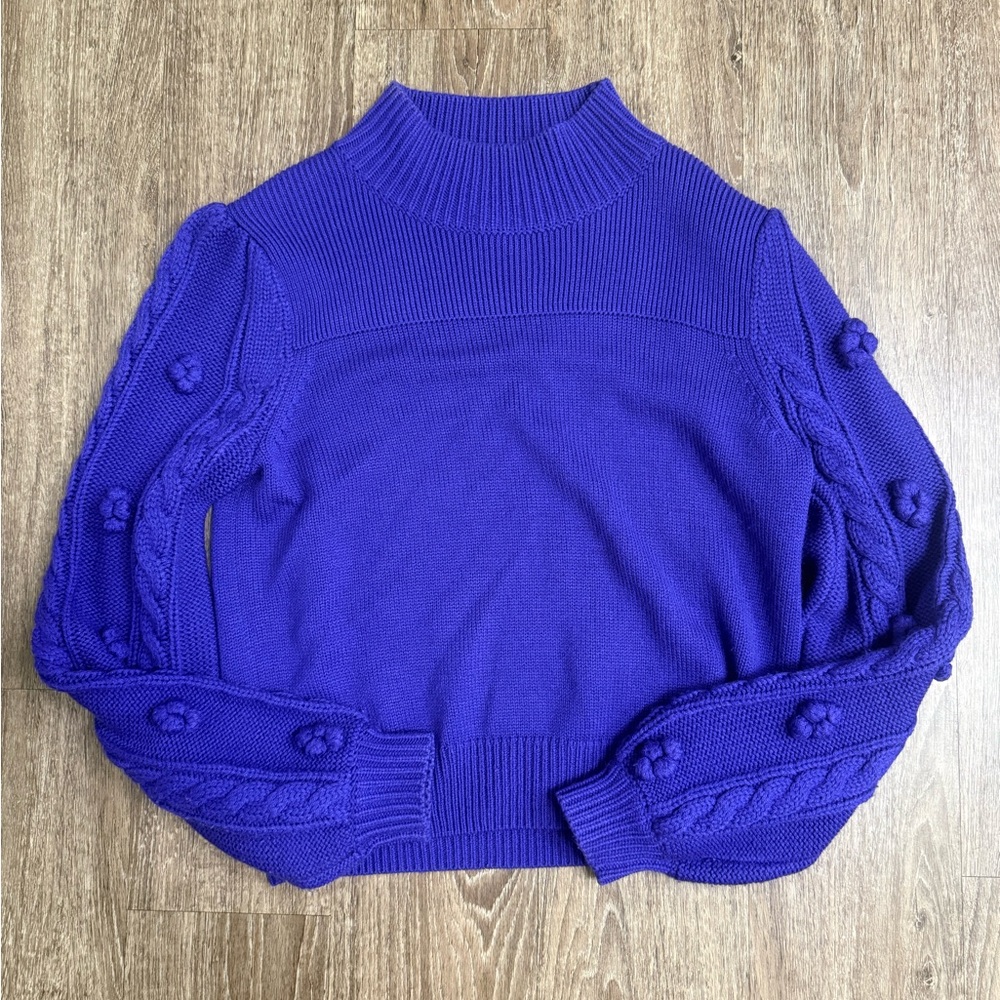 Maeve Anthropologie Sweater Women Small Purple Wool Knit Pullover Mock Kiara